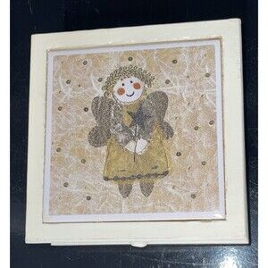 Trinket Jewelry Box Wood With Inlay Angel On Top